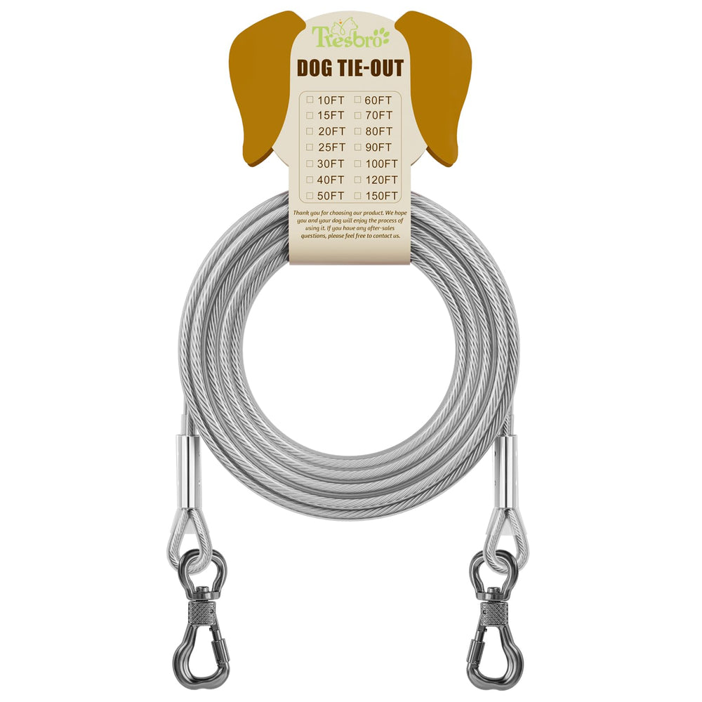 Tresbro outdoor dog cable in use across lawn and park settings