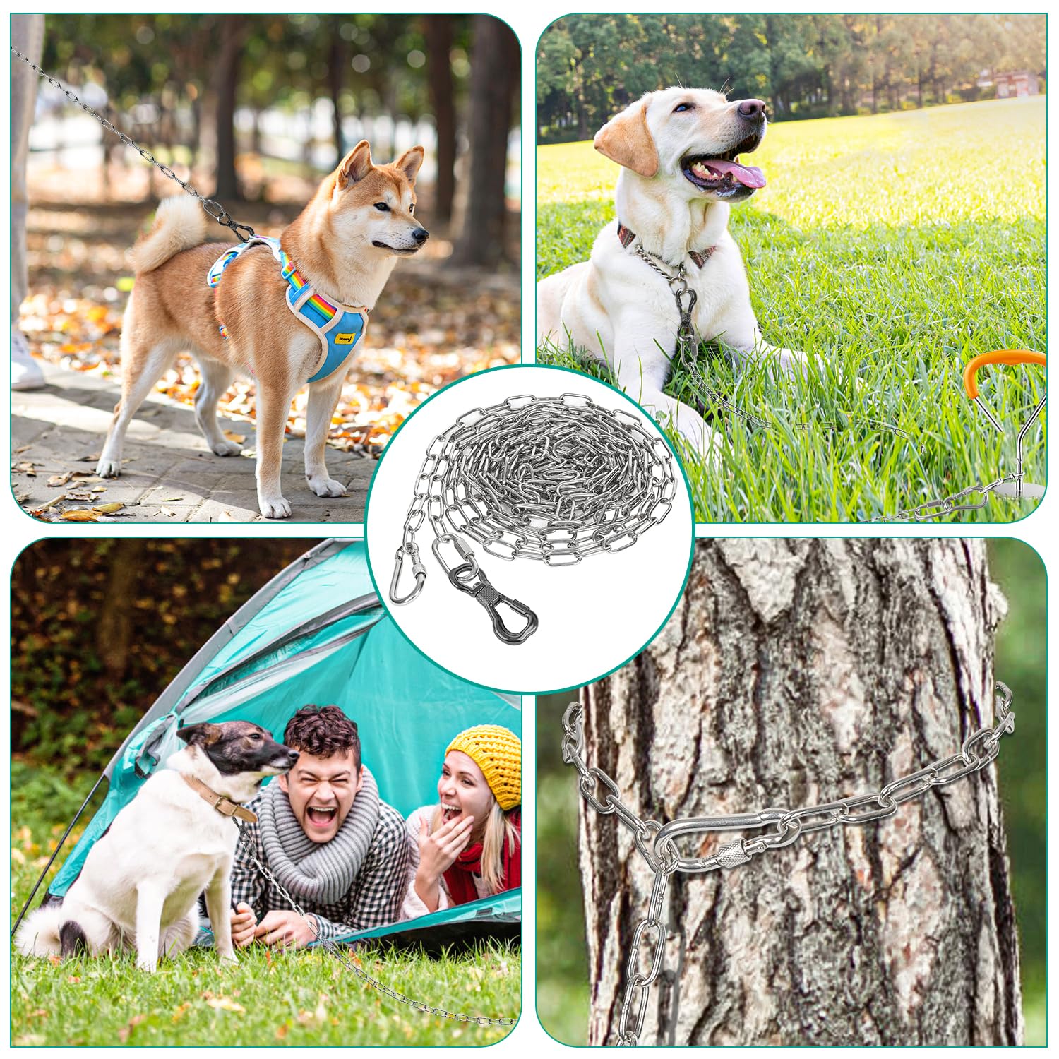 Tresbro 15ft runner chain for small to medium dogs during training.