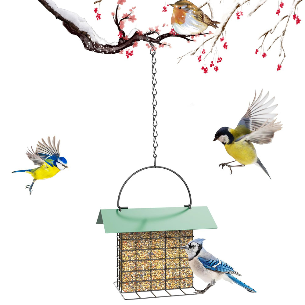 Trieez bird feeder outdoors mounted on a tree trunk for tree-dwelling birds