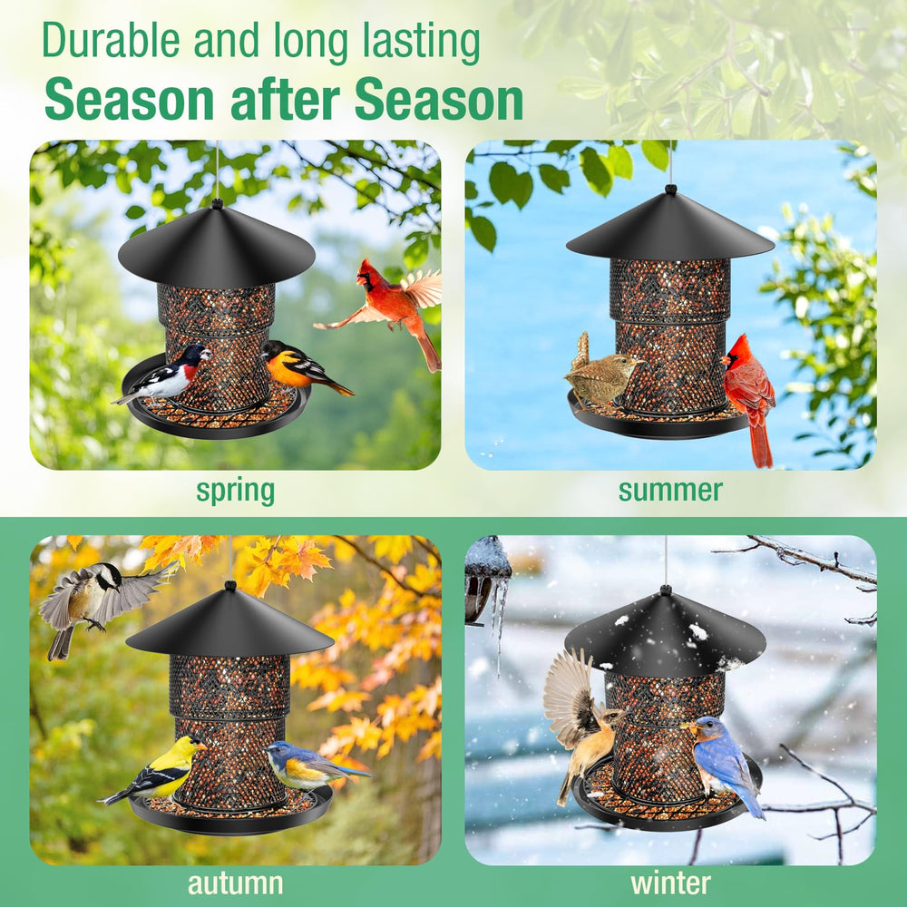 Trieez basket-style feeder attracts nuthatches, woodpeckers, creepers and other small birds.
