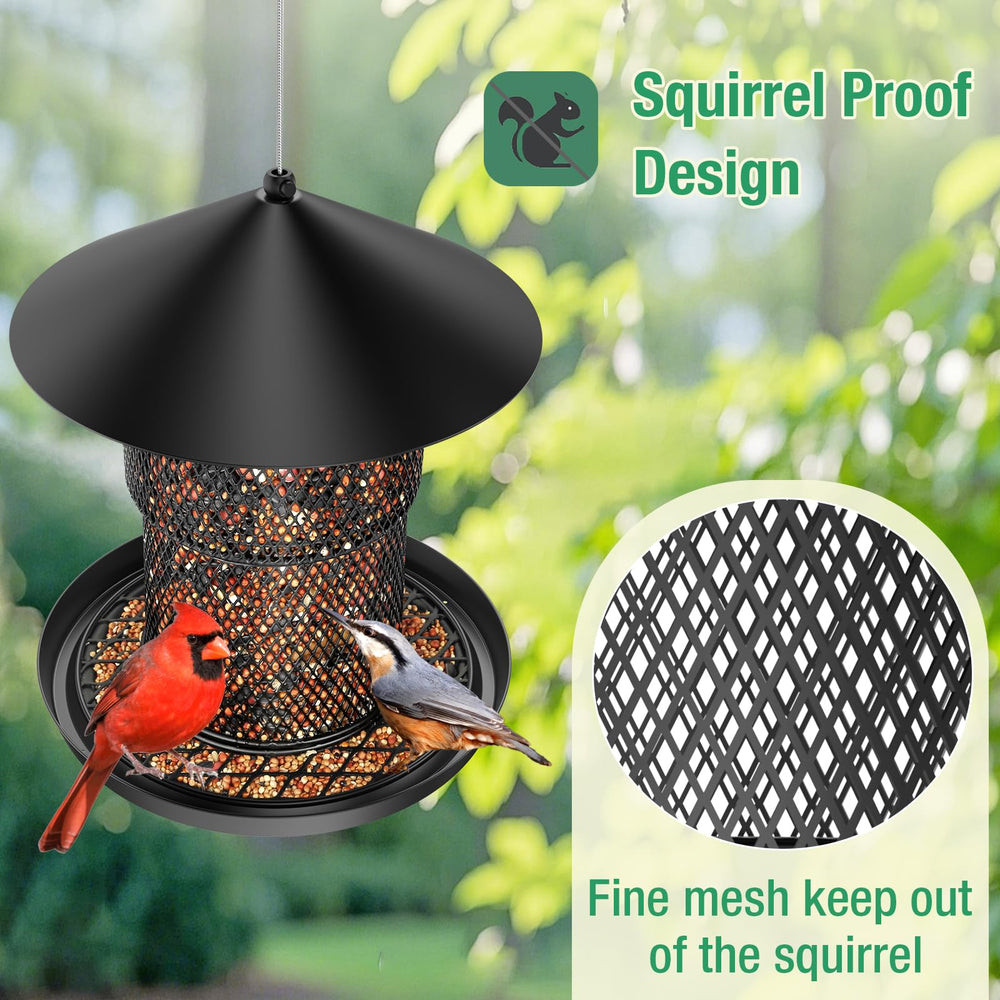 Trieez heavy-duty metal bird feeder resists weather and rust for long-term use.