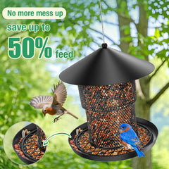 Trieez bird feeder with 3.7 lb seed capacity supports steady bird feeding.
