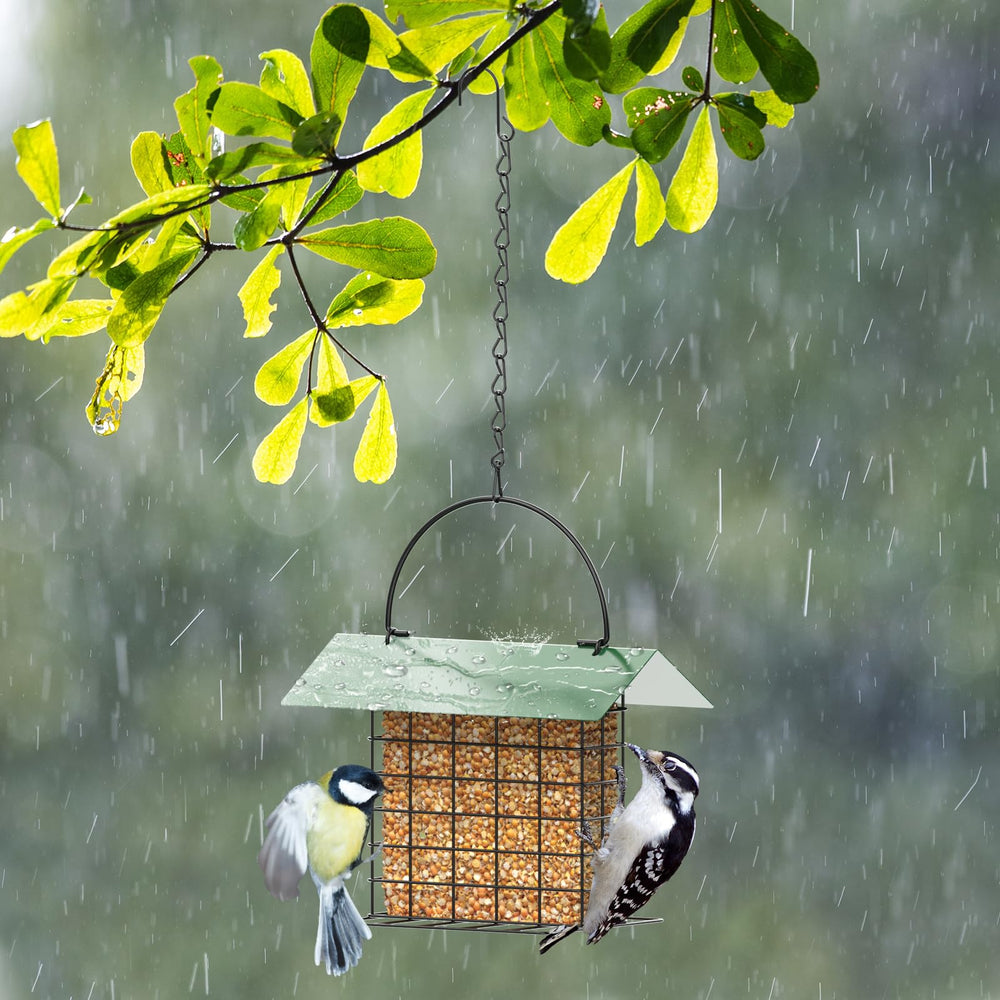 Trieez easy-refill lid on suet cage supports quick maintenance