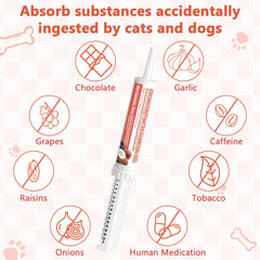Trihood Charcoal Paste with dog feeding area illustrating digestion support