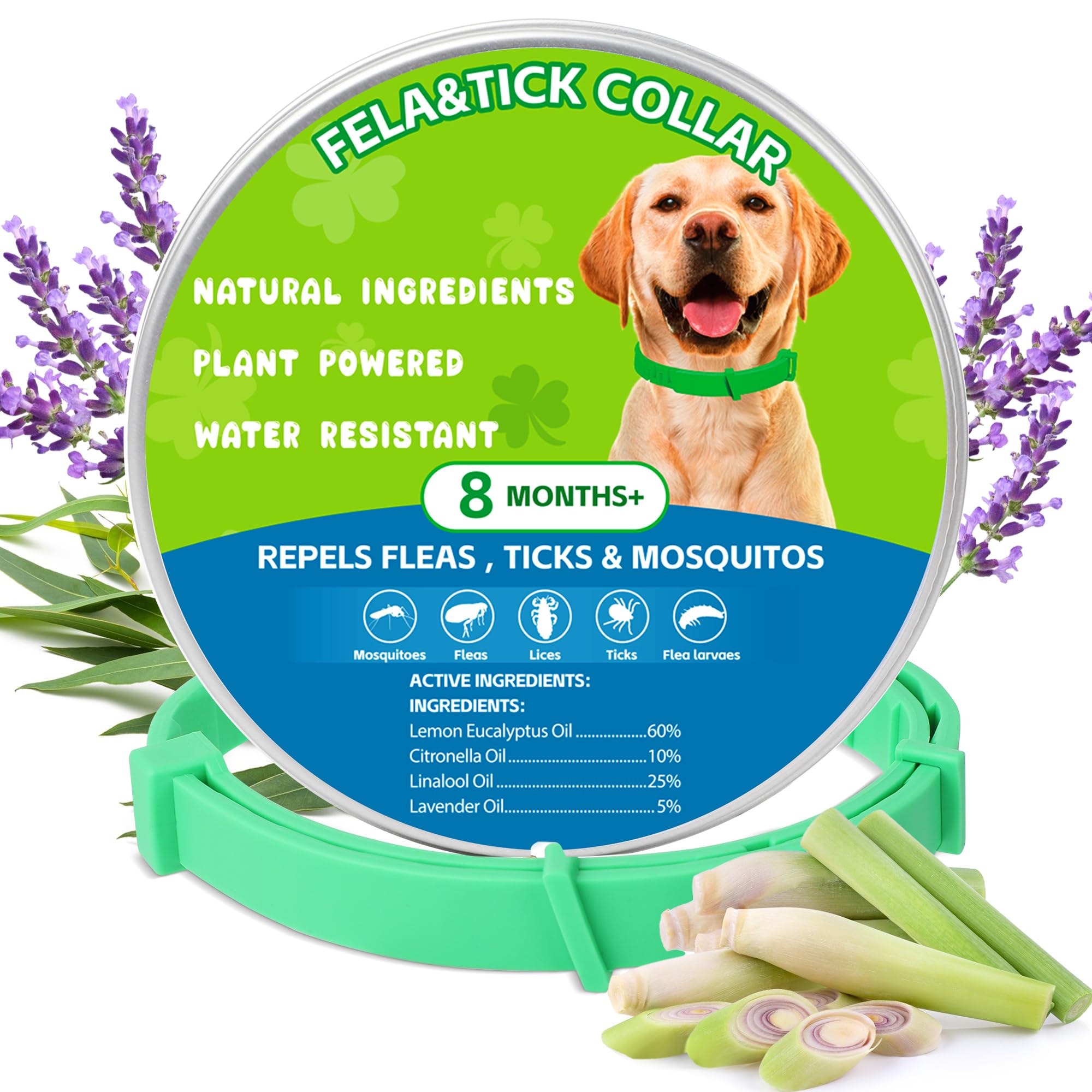 Trihood natural flea tick collar pack front view shows two adjustable collars for outdoor protection.