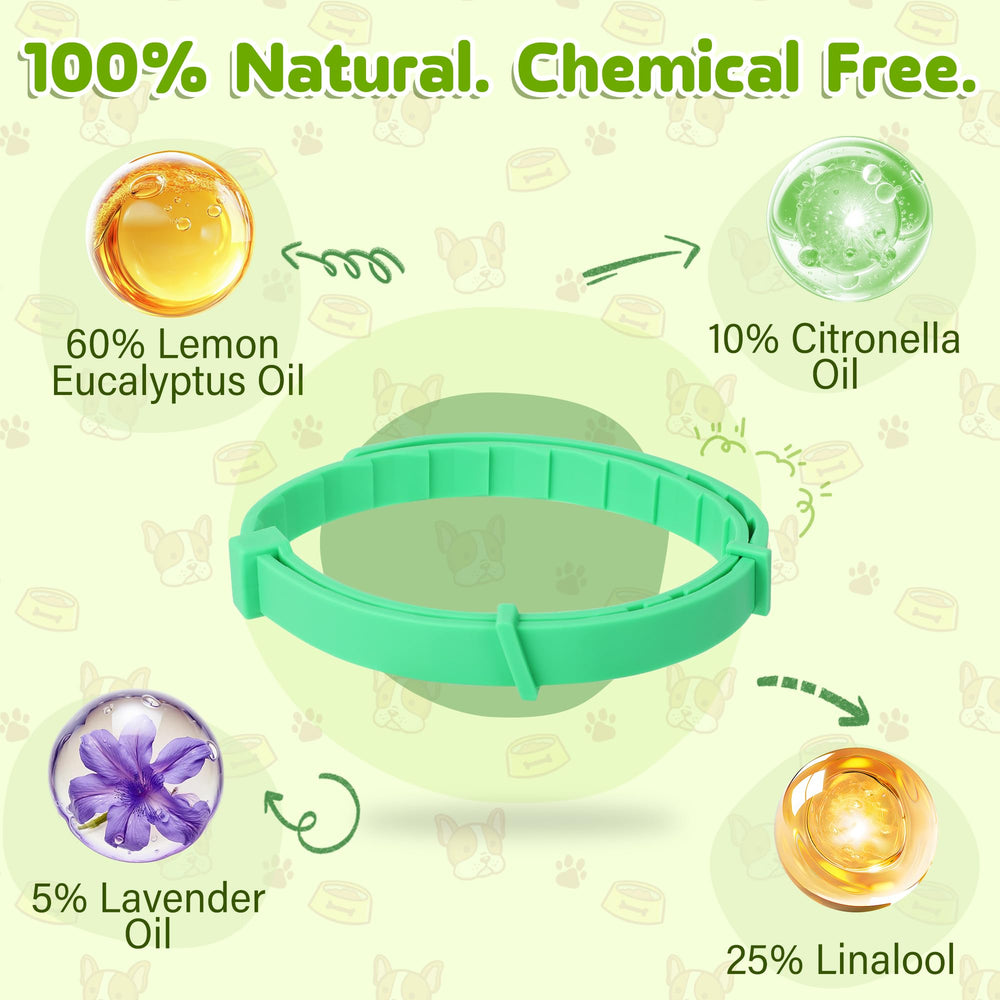 Trihood natural flea tick collar pack side view highlighting adjustable length for a snug fit.