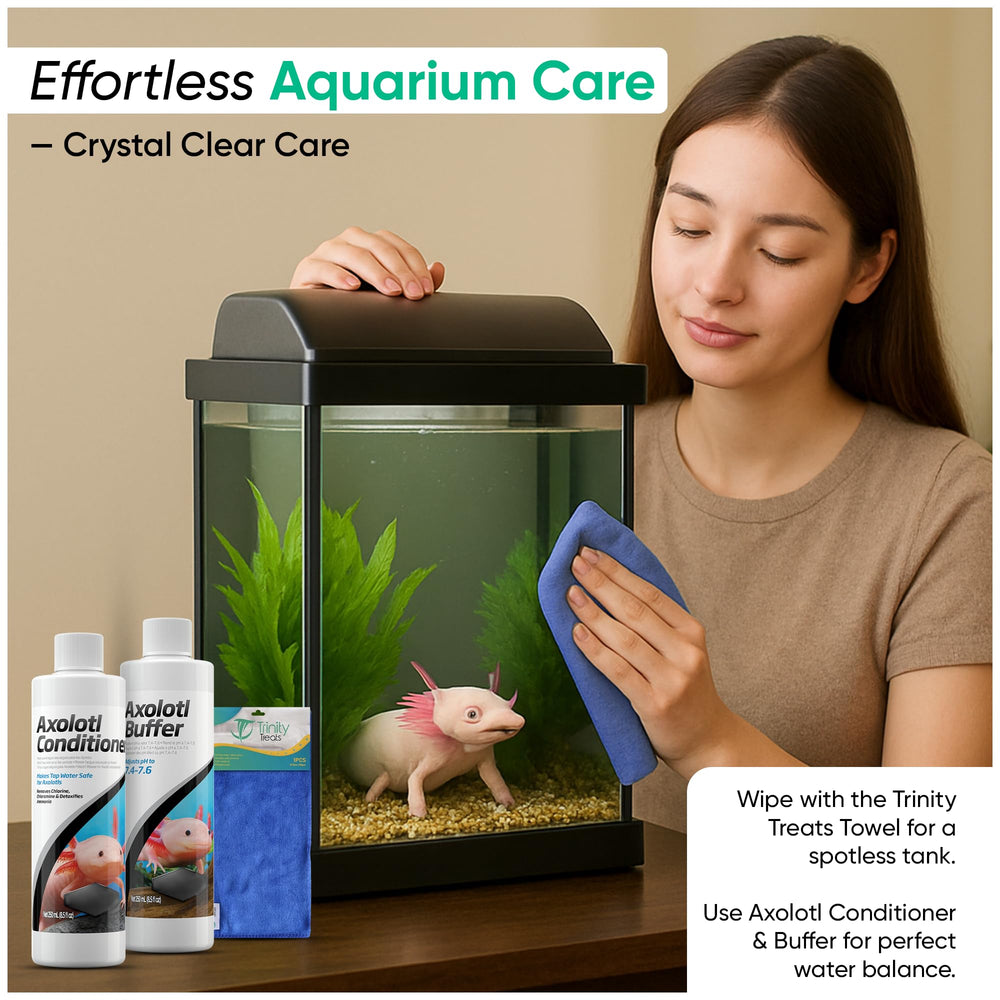 Trinity Treats axolotl care kit complete-package image highlights all-in-one supplies.