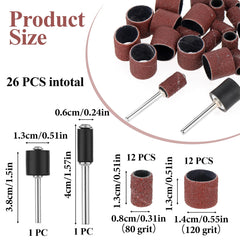 Trinkrittey 26-pack nail grinder kit with 120-grit bands for smooth finishing.