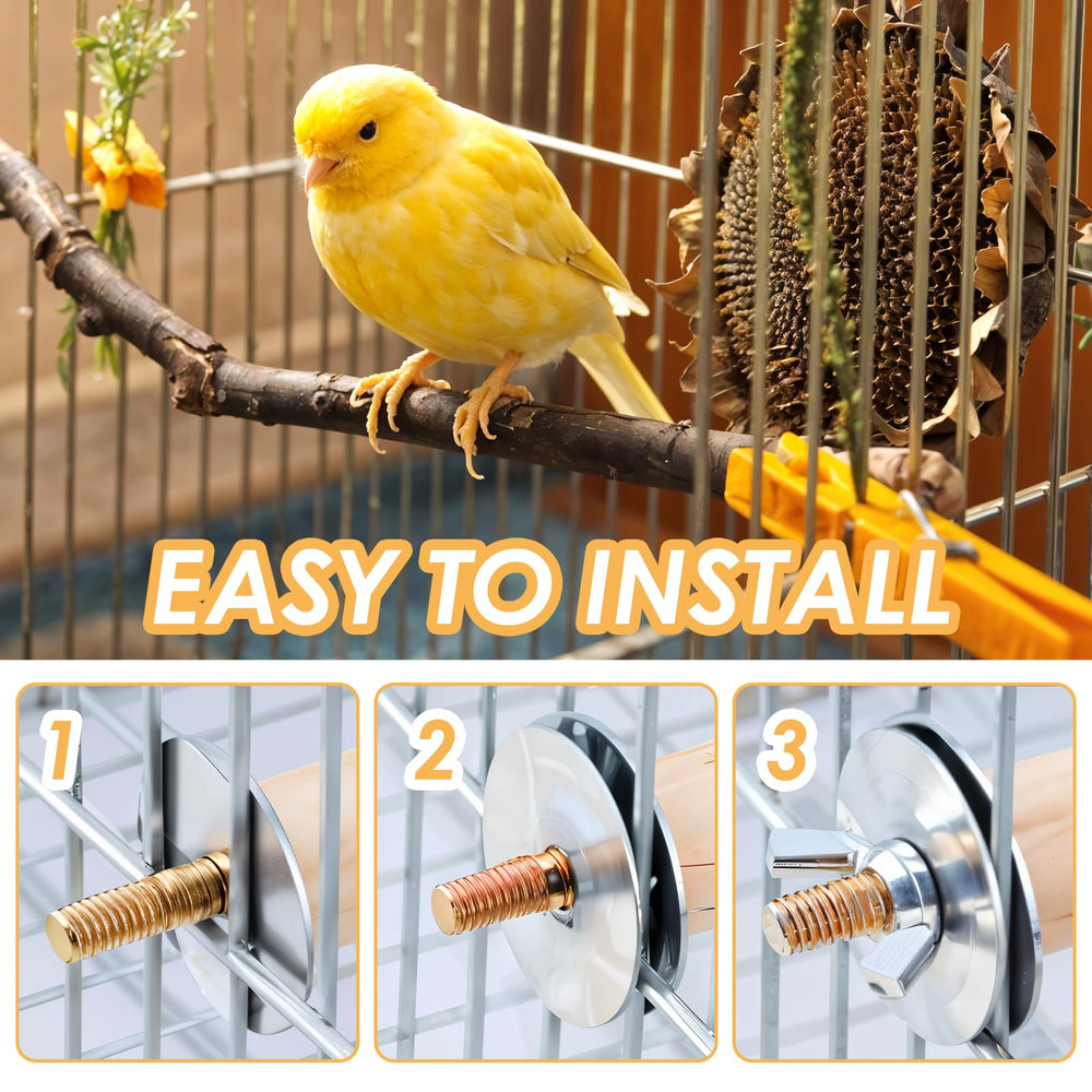 Trinkrittey Bird Perch Platform assembly with wing nuts and washers