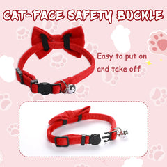Trinkrittey velvet cat collar in red with bow-tie for festive charm.