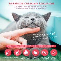 TriOak cat pheromones diffuser bottle plugged into outlet for continuous calm