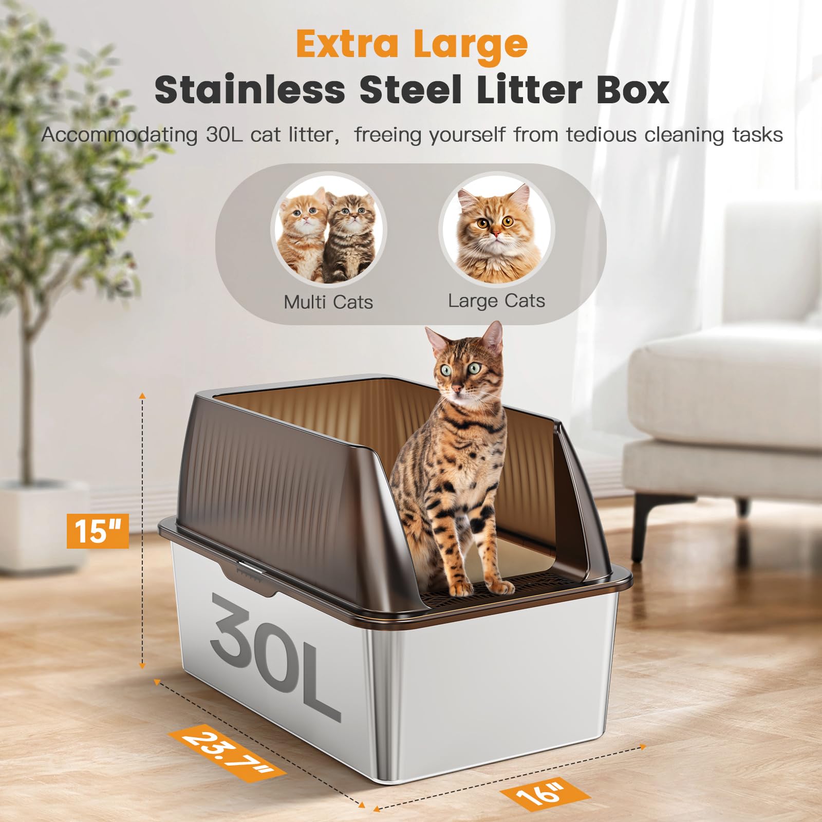 Tripamin XL litter box with lid demonstrates secure containment and easy cleanup