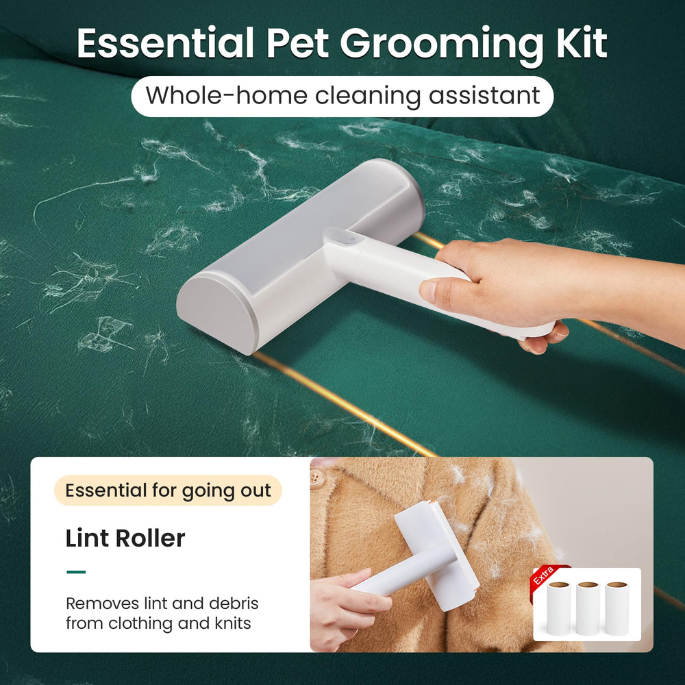 TripleWood Static Pet Hair Remover in action on fabric surfaces for quick fur removal.