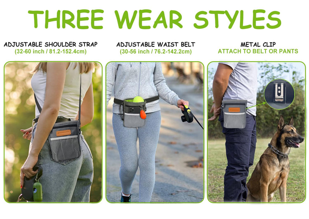 TRIPOLACO dog treat pouch three-wear-styles for hands-free training