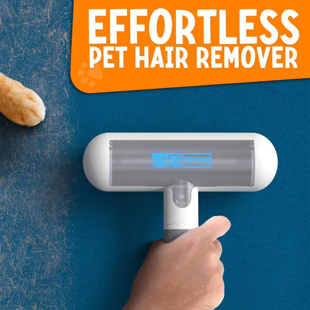 Triton Travel Hair Removal Tool with detachable handle stored inside roller for compact packing.