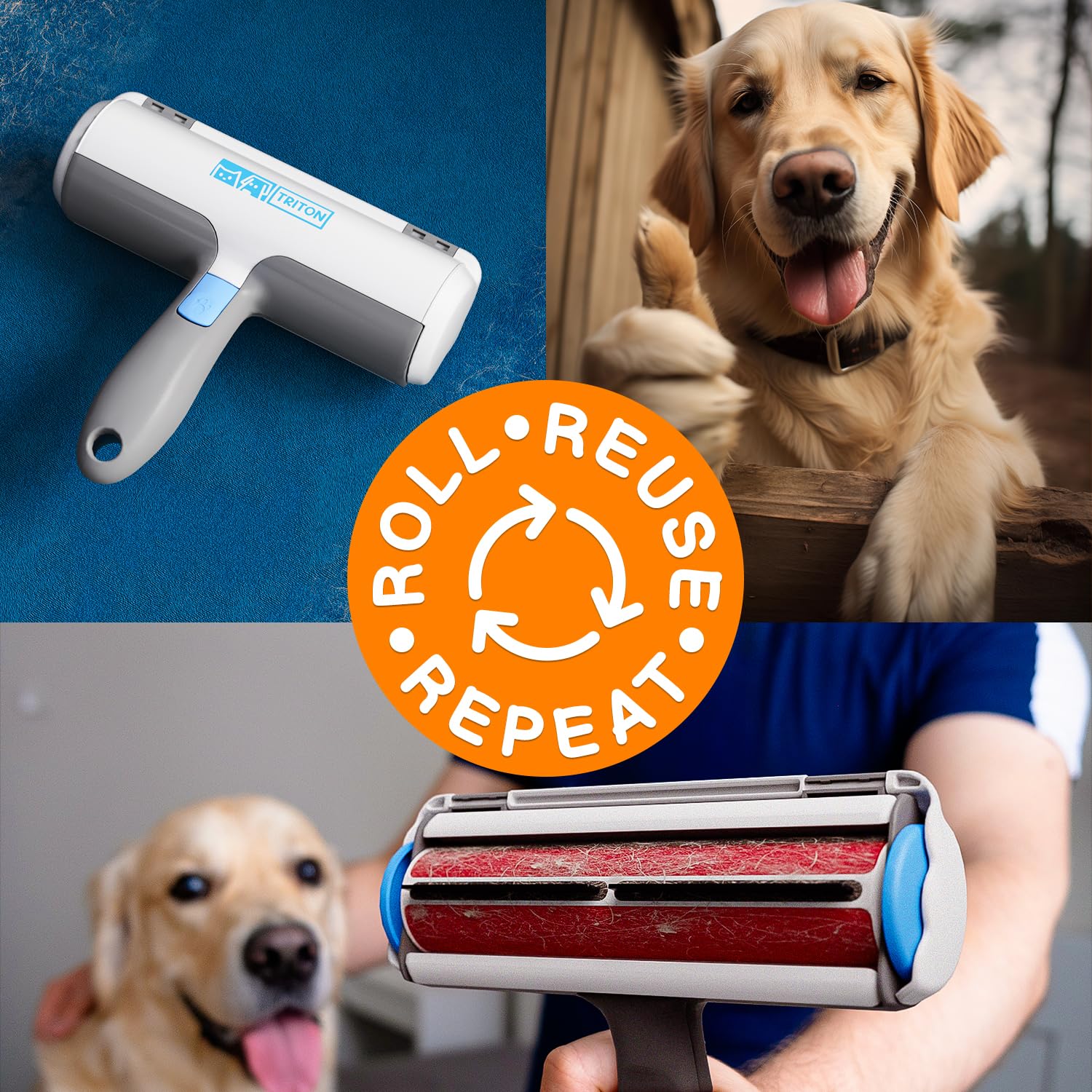 Triton tool used inside car interior for quick fur cleanup