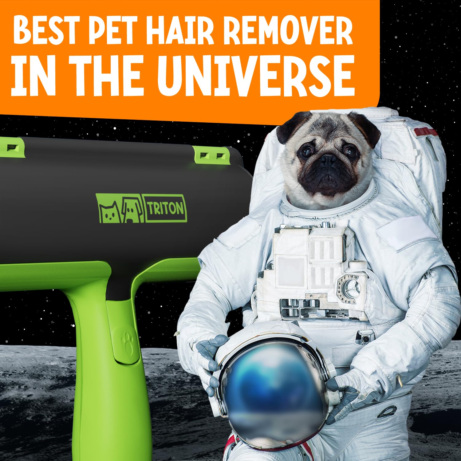 Triton pet hair removal tool emptying fur via built-in button