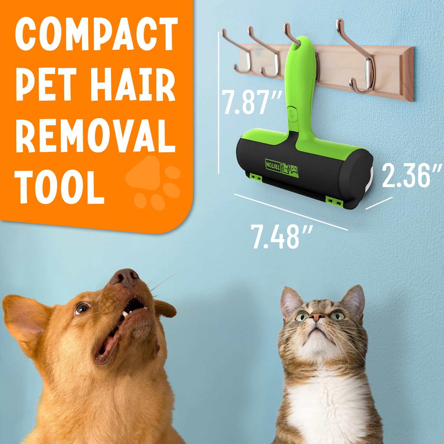 Triton pet hair removal tool reusable, battery-free cleaning solution
