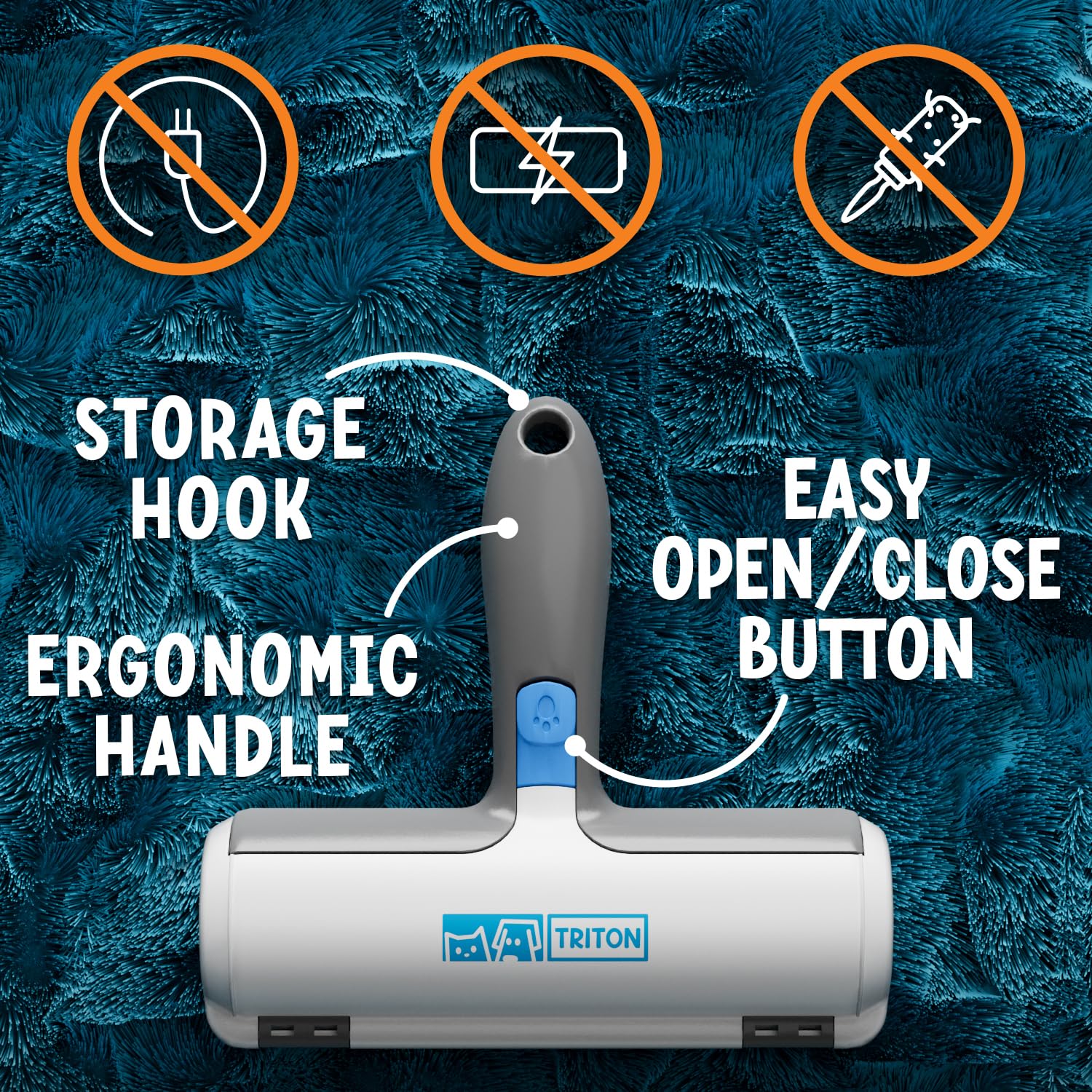 Triton reusable roller in action on fabric surfaces for hair removal