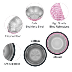 Triumilynn pink bling dog bowl showcases fashion-forward design for small dogs at feeding time