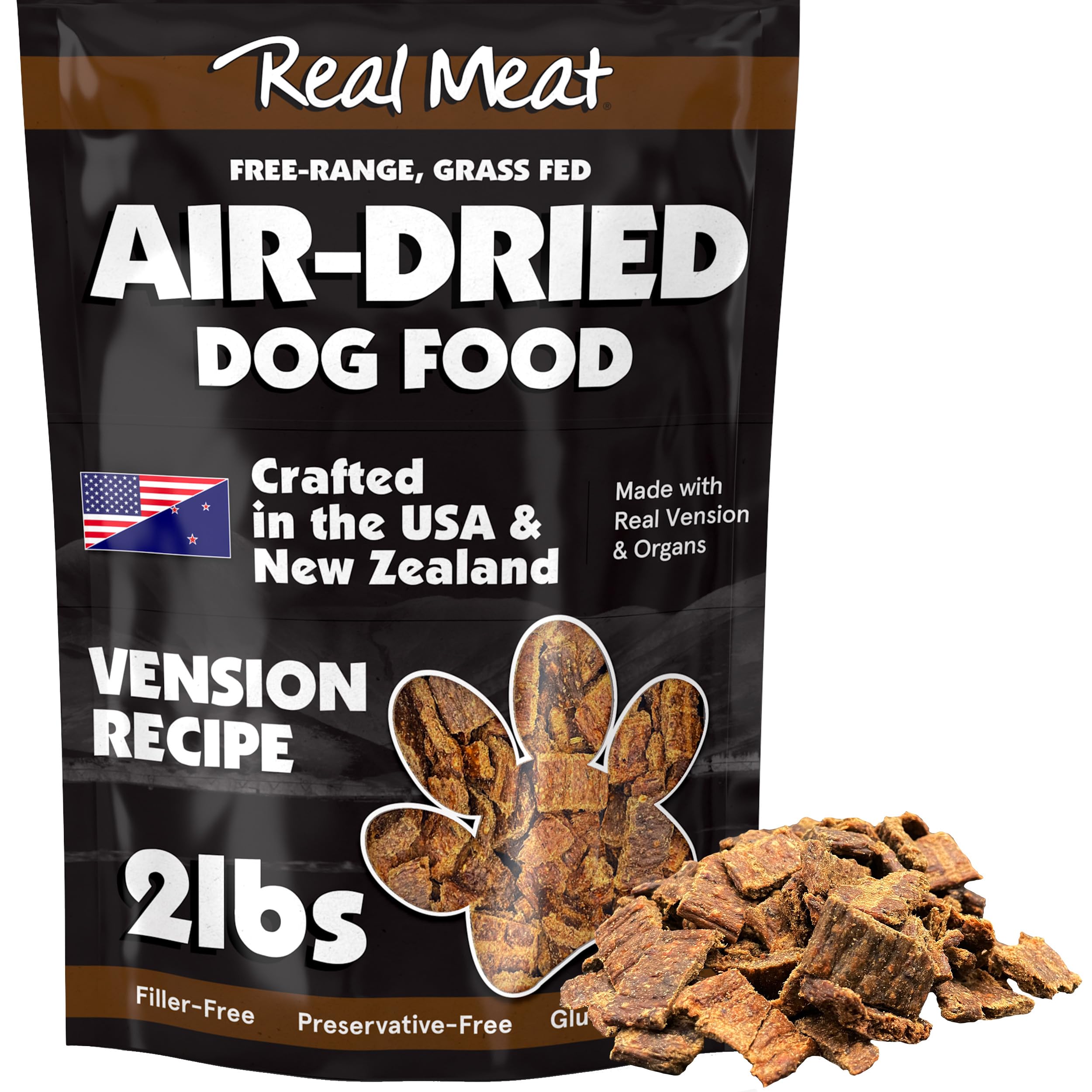 TRMC Real Meat Air-Dried Venison bowl closeup highlights premium protein for active dogs