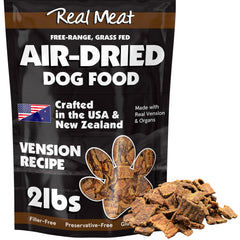 TRMC Real Meat Air-Dried Venison bowl closeup highlights premium protein for active dogs