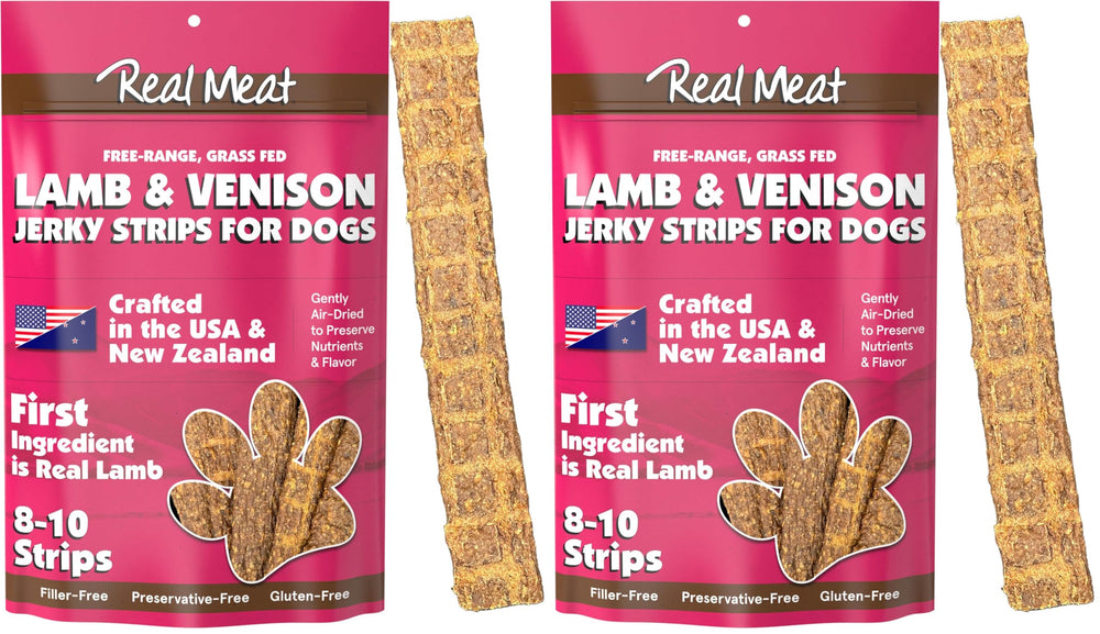 TRMC Real Meat Lamb & Venison Jerky pack-2 promises tasty training rewards.