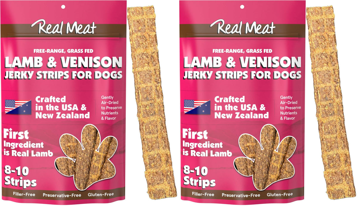 TRMC Real Meat Lamb & Venison Jerky pack-2 promises tasty training rewards.