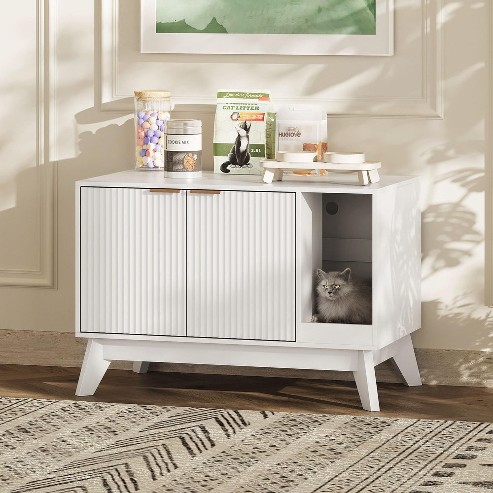 TROJM cat litter box enclosure assembly tools included for quick setup