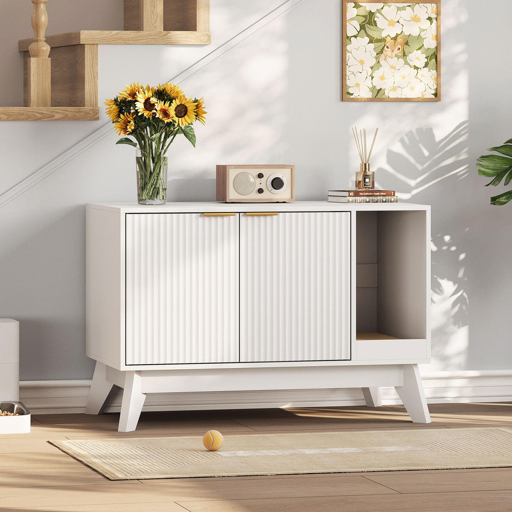 TROJM cat litter box enclosure durable wood with scratch-resistant surface