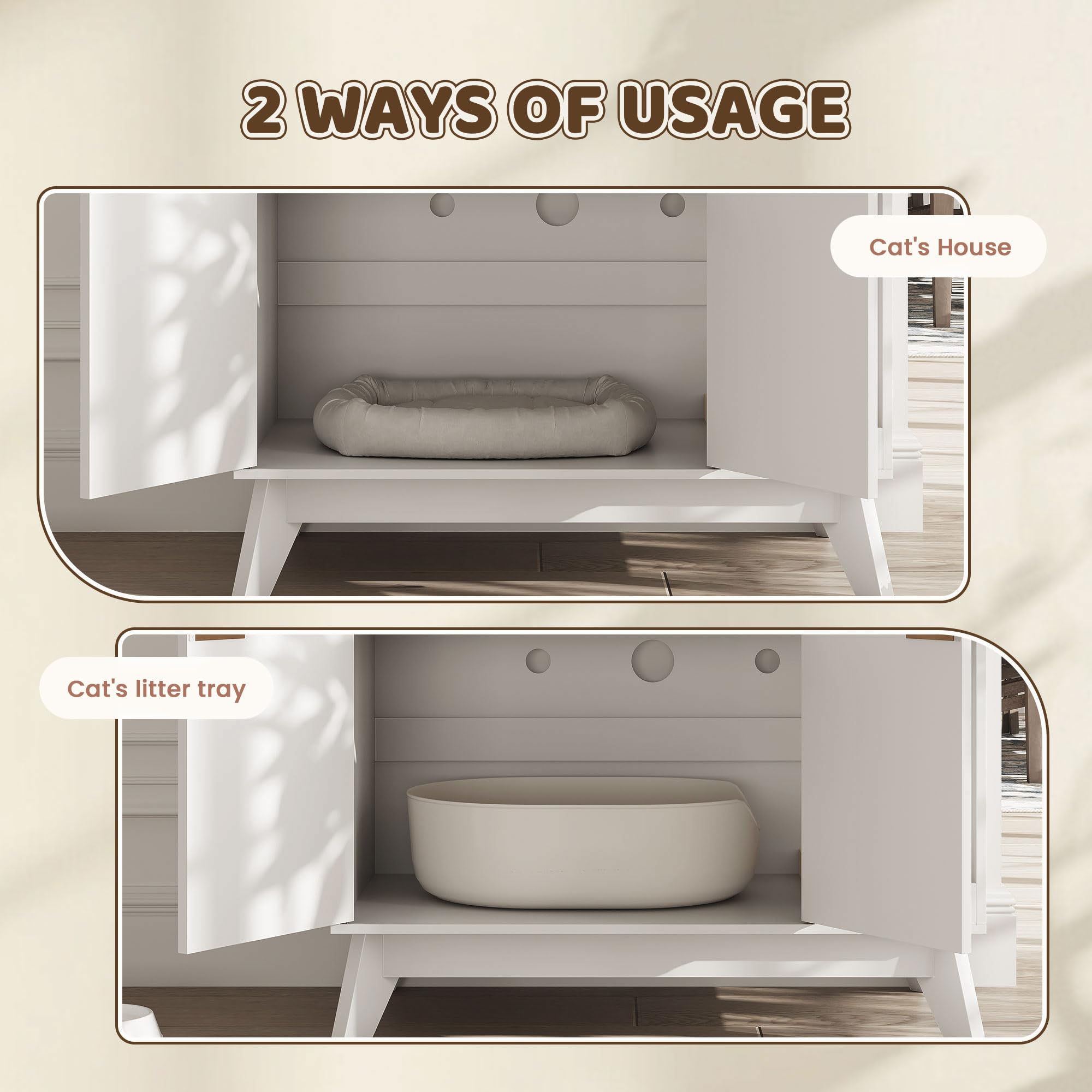 TROJM cat litter box enclosure back vented panel for airflow