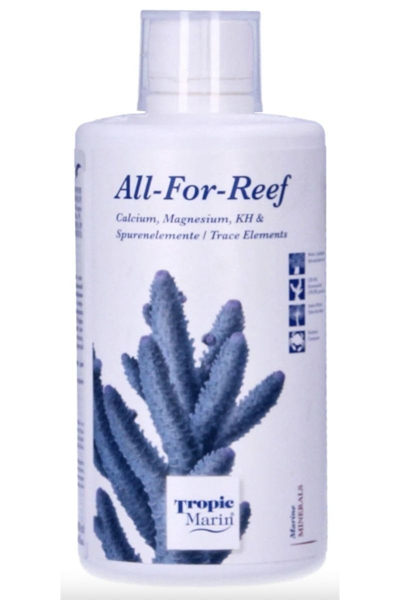 Tropic Marin All-For-Reef liquid bottle supports reef calcium and trace-element balance.