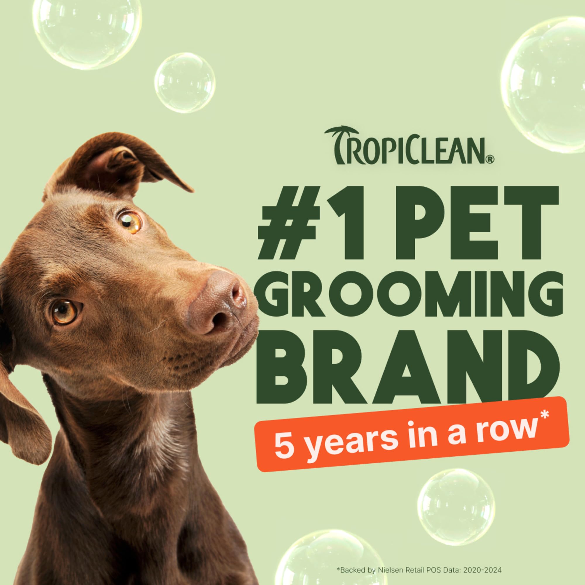 TropiClean 2-in-1 dog shampoo coat-detail highlights Vitamin E and Aloe for the coat.