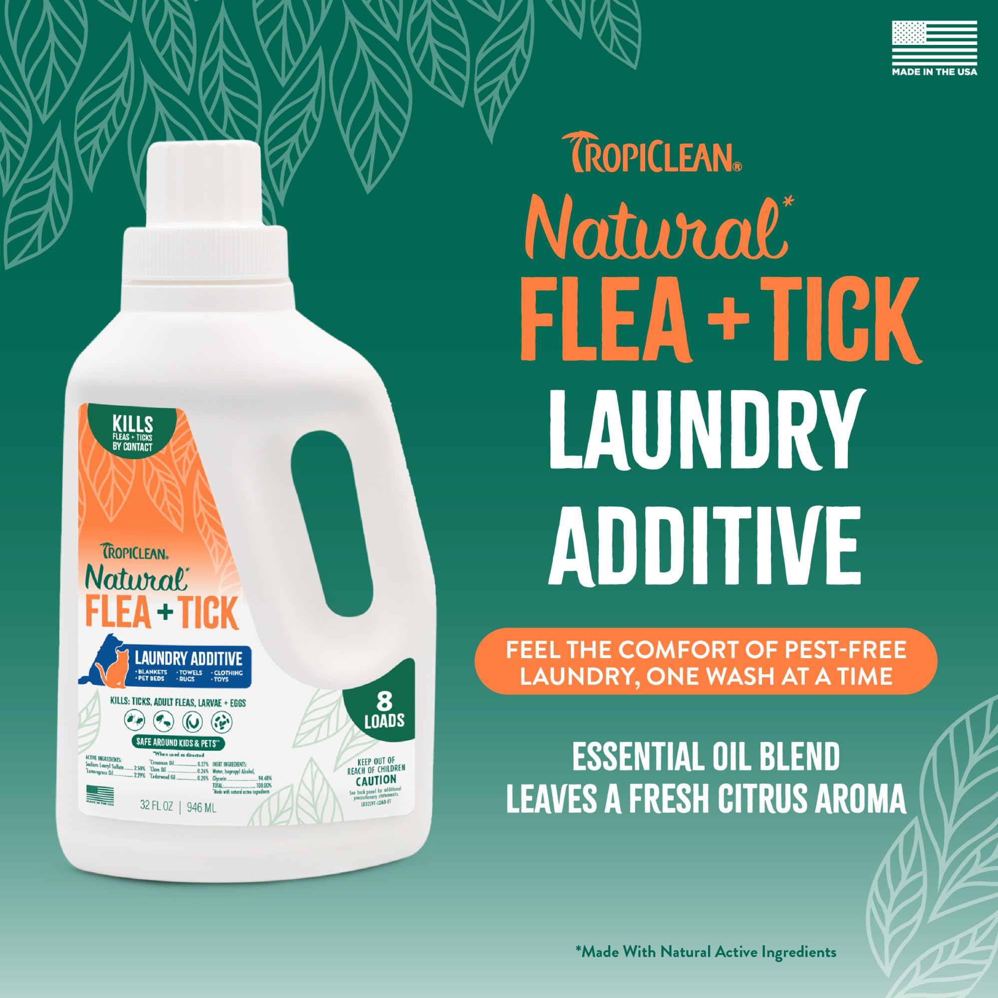 TropiClean on blankets and pet beds ready for pest-free washing