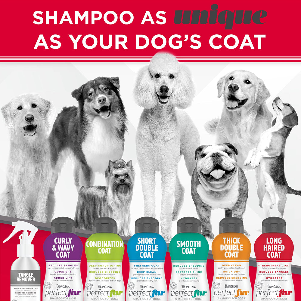 TropiClean Perfect Fur collection image illustrating diverse coat care options