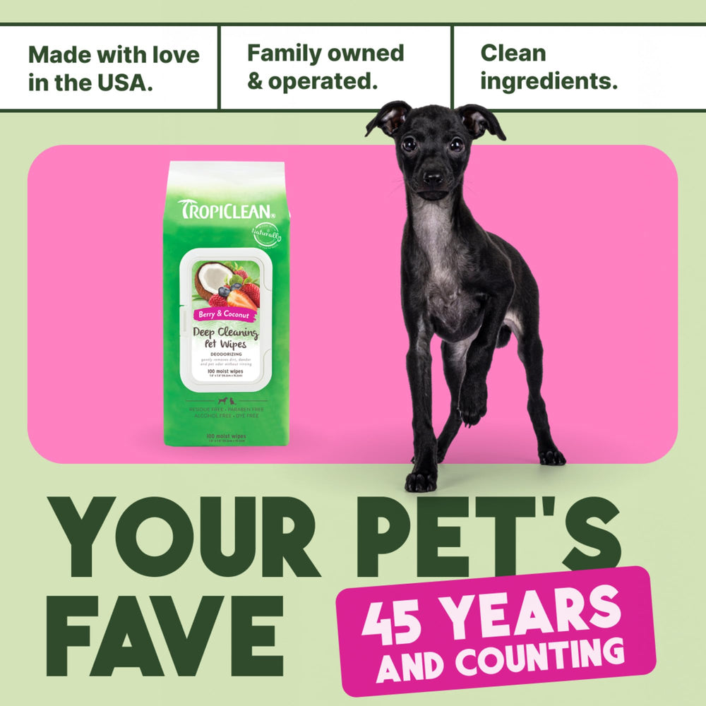 TropiClean Deep Cleaning Pet Wipes clean bottom areas for hygienic fur.