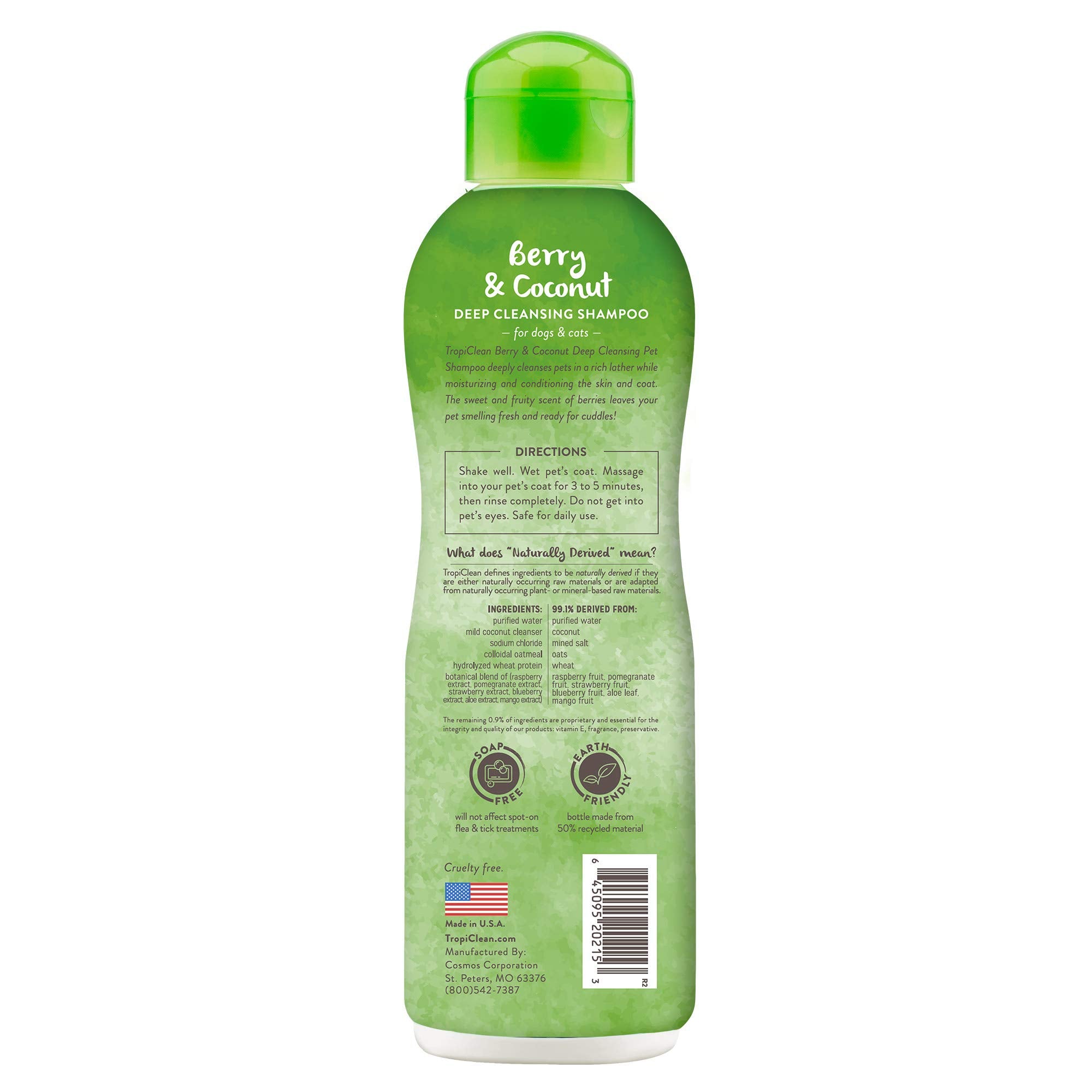 TropiClean shampoo foam lather shown for easy grooming sessions.