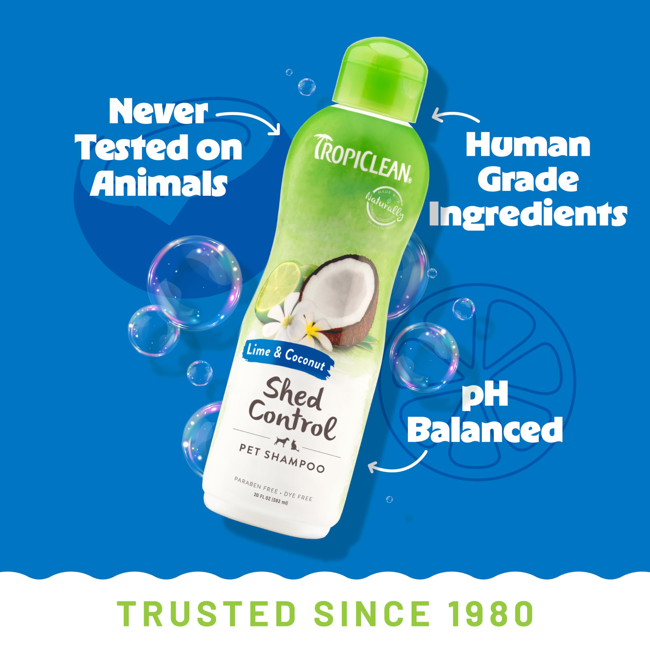 TropiClean deshedding dog shampoo pump dispense for easy application.