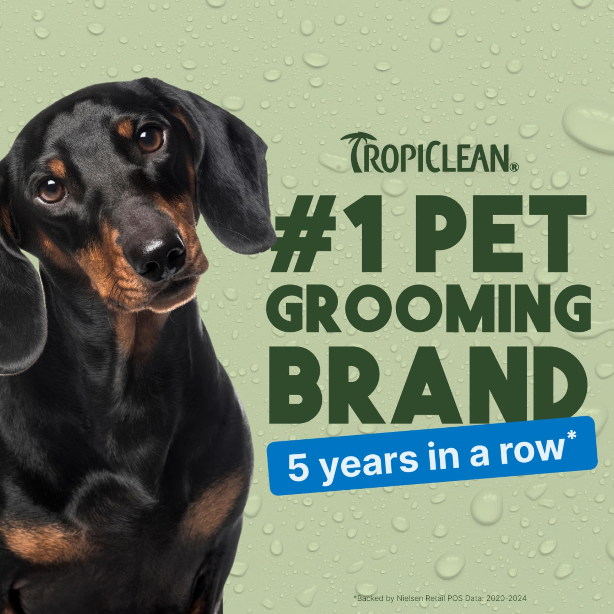 TropiClean dog perfume on coat delivers silky, smooth finish.
