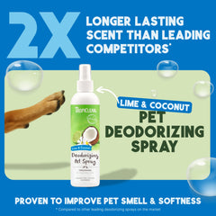 TropiClean dog perfume spray demonstrates easy mist for quick refresh.