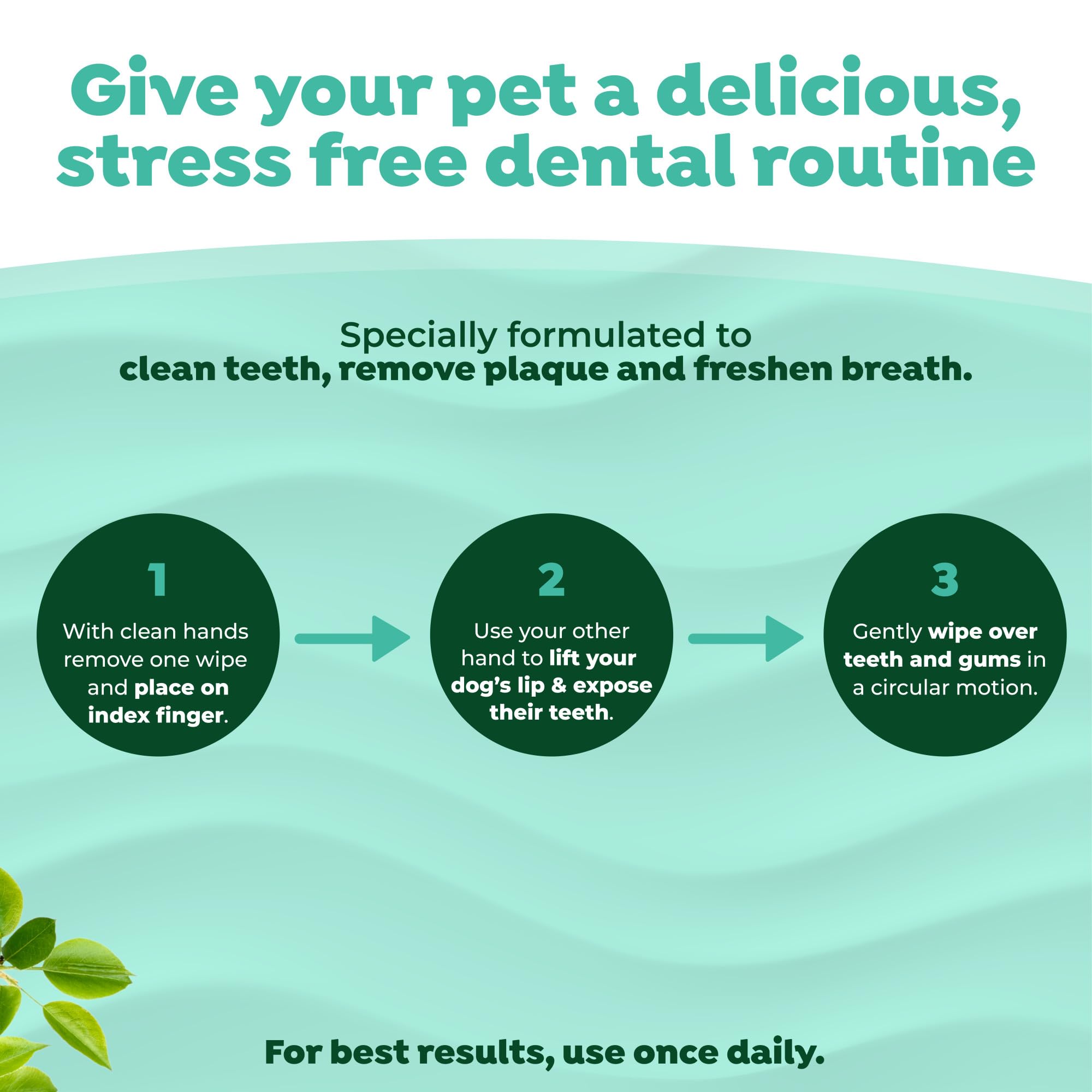 TropiClean dog teeth wipes plaque-tartar visual emphasizes cleansing of buildup