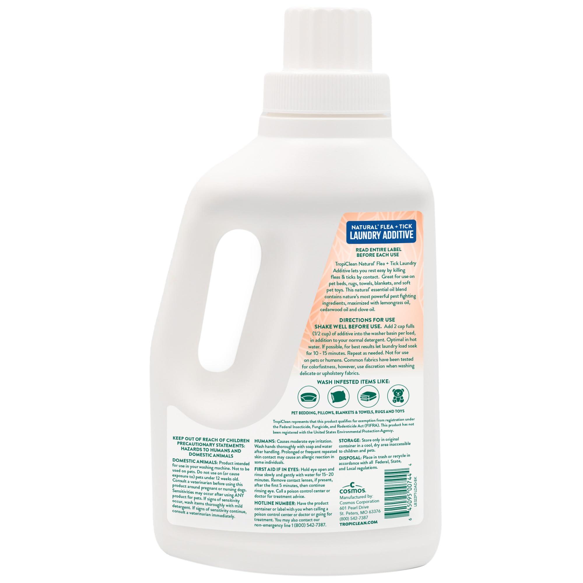 TropiClean dosing cup demonstrates ½ cup recommended for best results