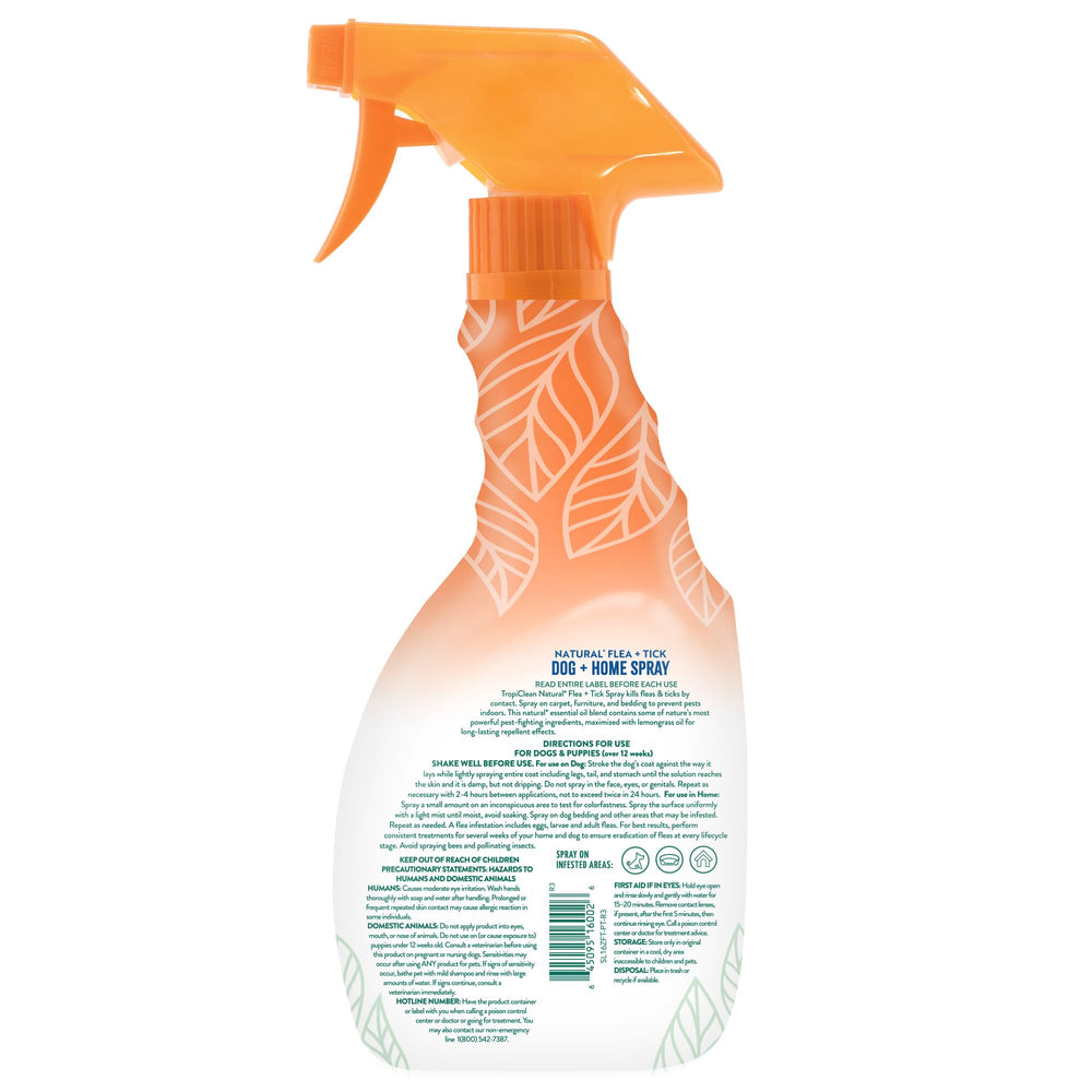 TropiClean dog spray with mint aroma for indoors.