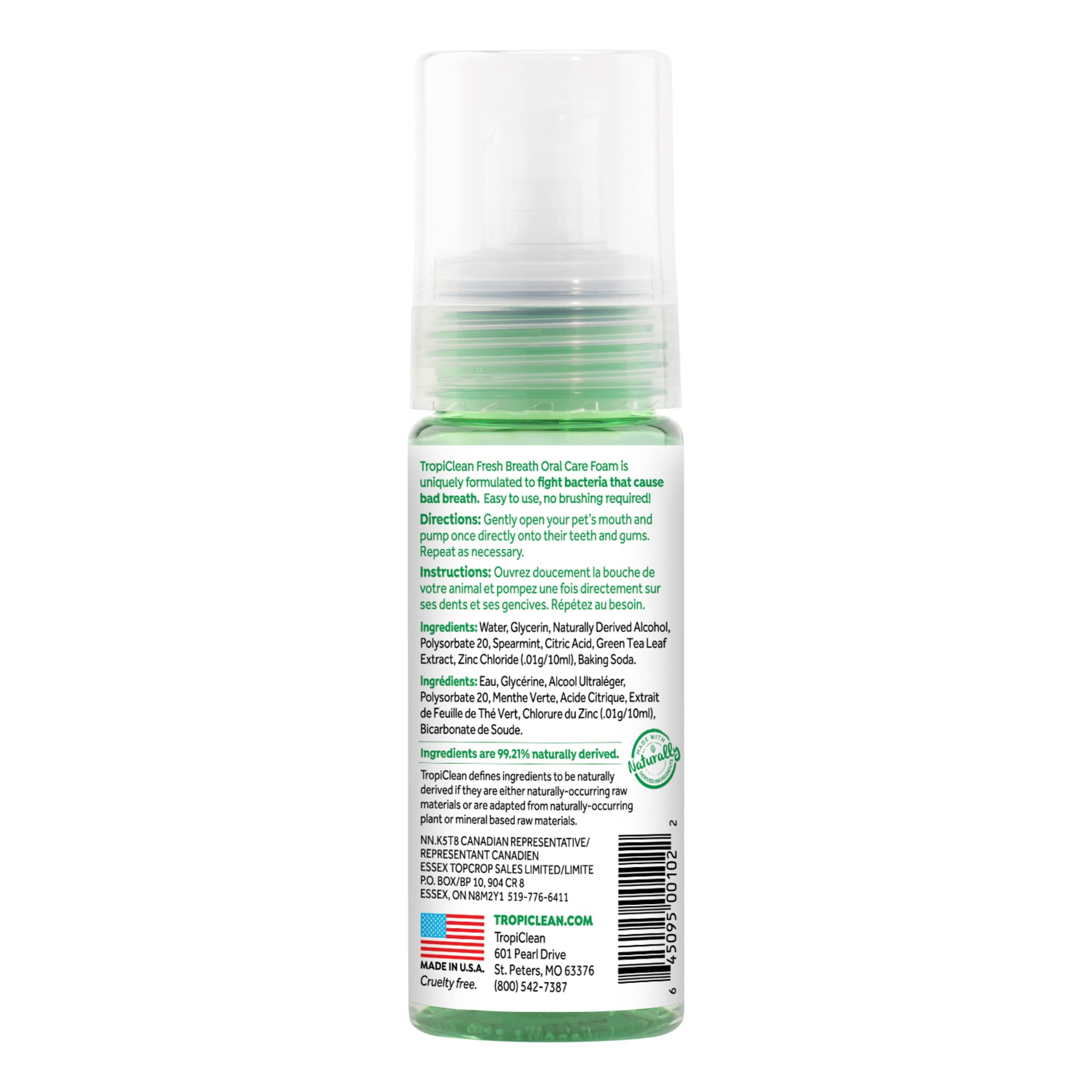 TropiClean Fresh Breath Dental Foam Spray — easy application for pets