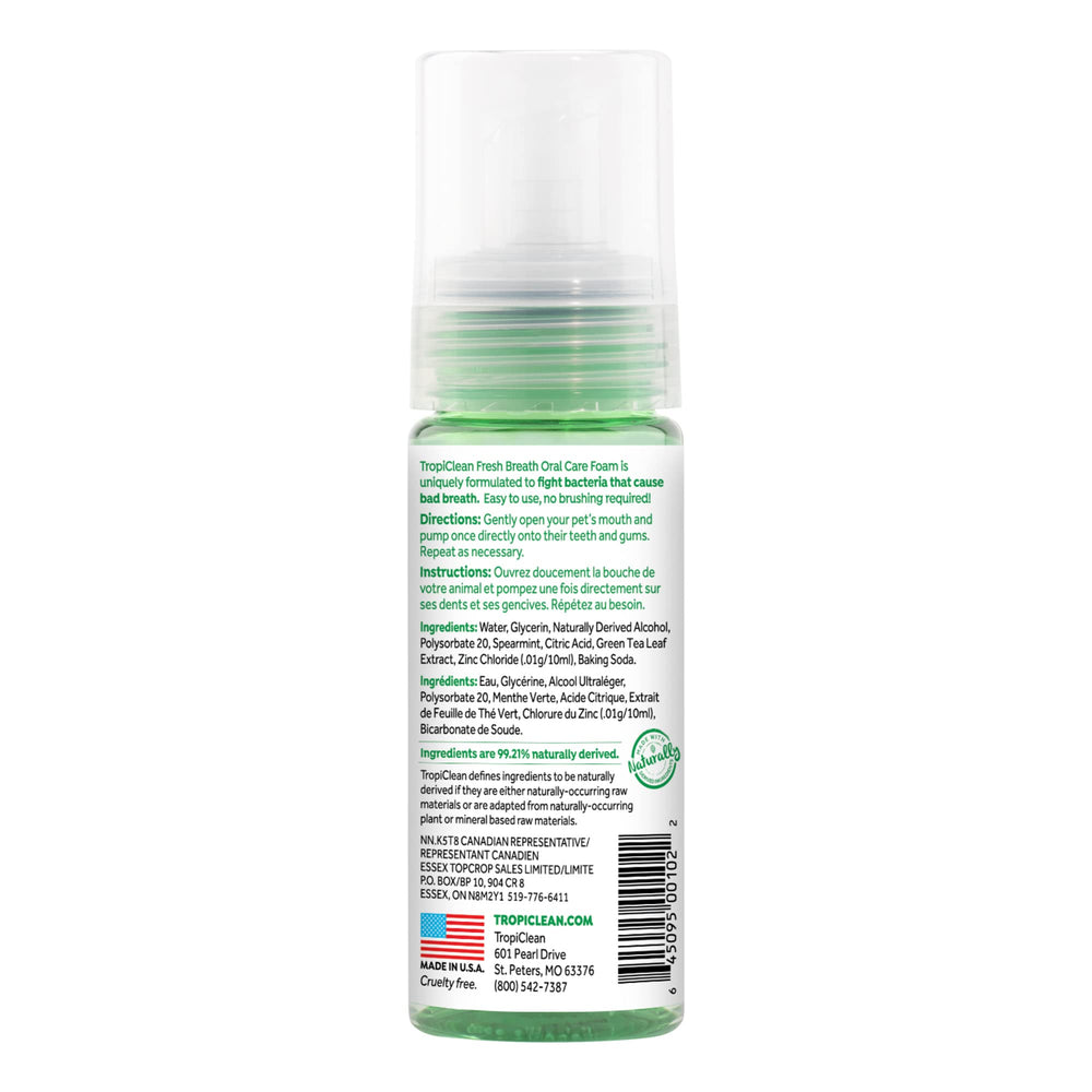 TropiClean Fresh Breath Dental Foam Spray — easy application for pets