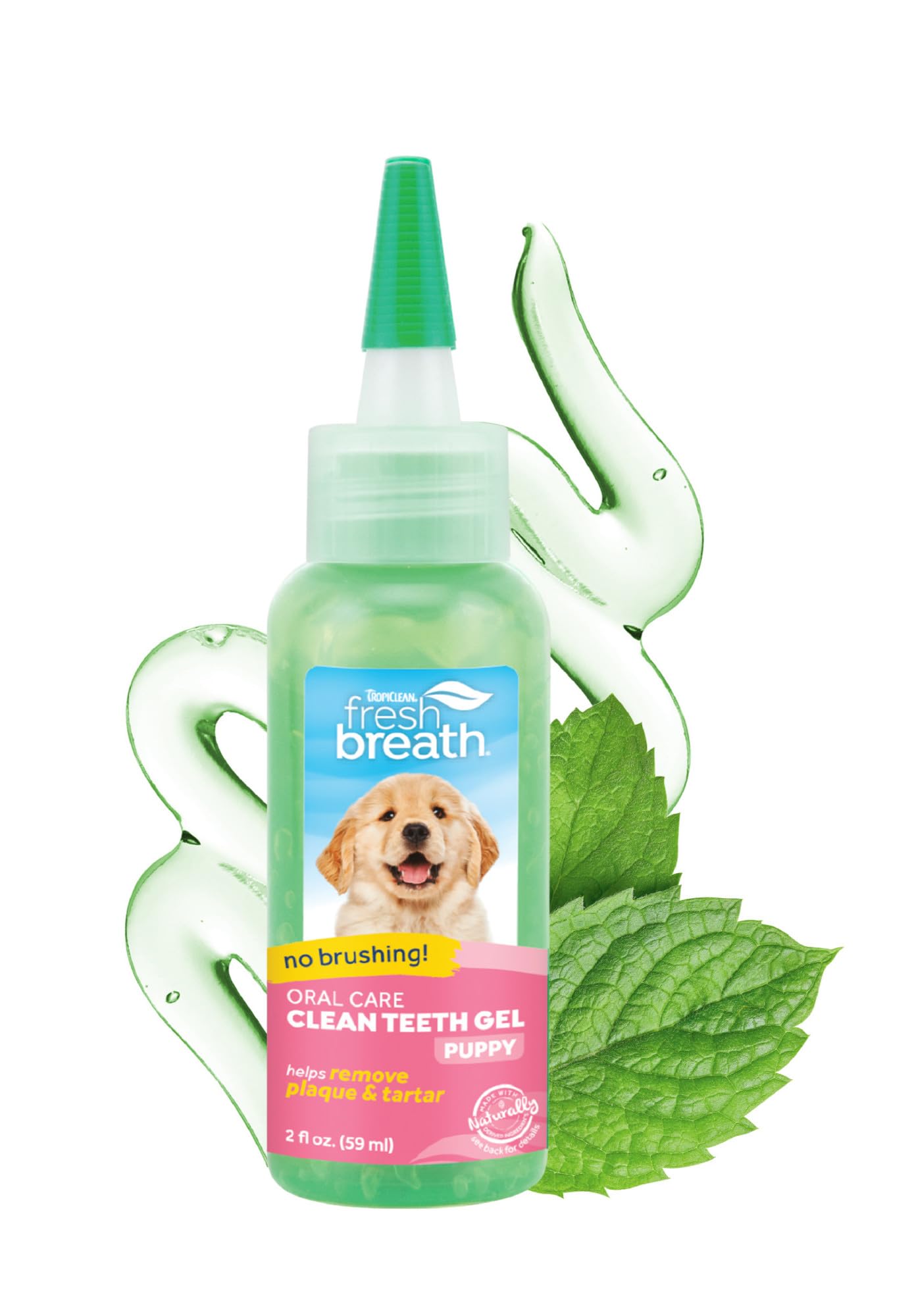 TropiClean Fresh Breath toothpaste tube closeup for easy dog dental care.