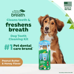 TropiClean Fresh Breath Kit toothpaste flavor peanut butter honey makes brushing easier.