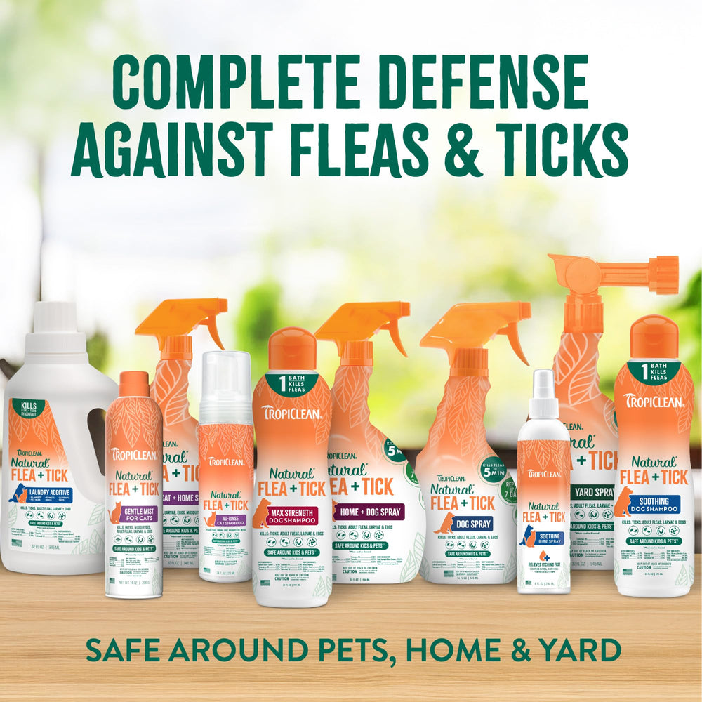TropiClean product label emphasizes safe use for dogs and cats