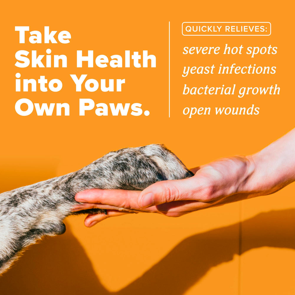 TropiClean HomeVet Medicated Cream being applied with a glove for safe usage.