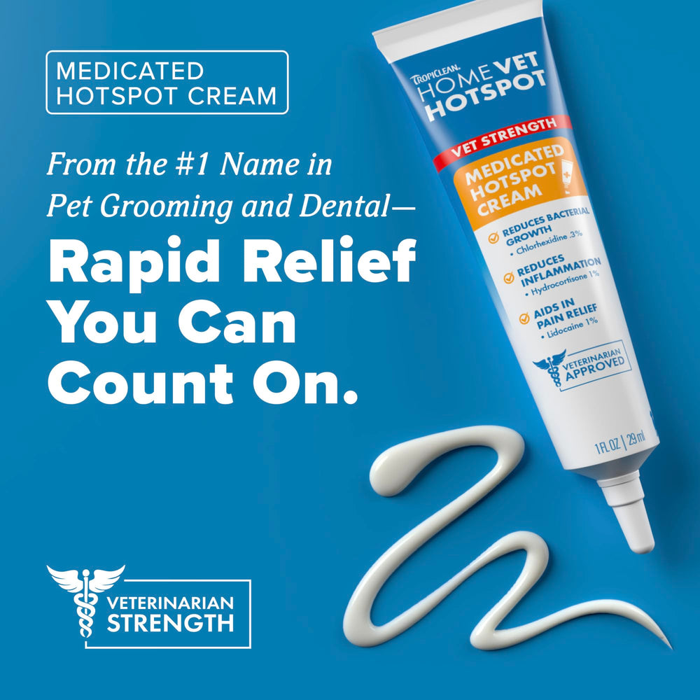 TropiClean HomeVet Medicated Cream label highlighting key ingredients.